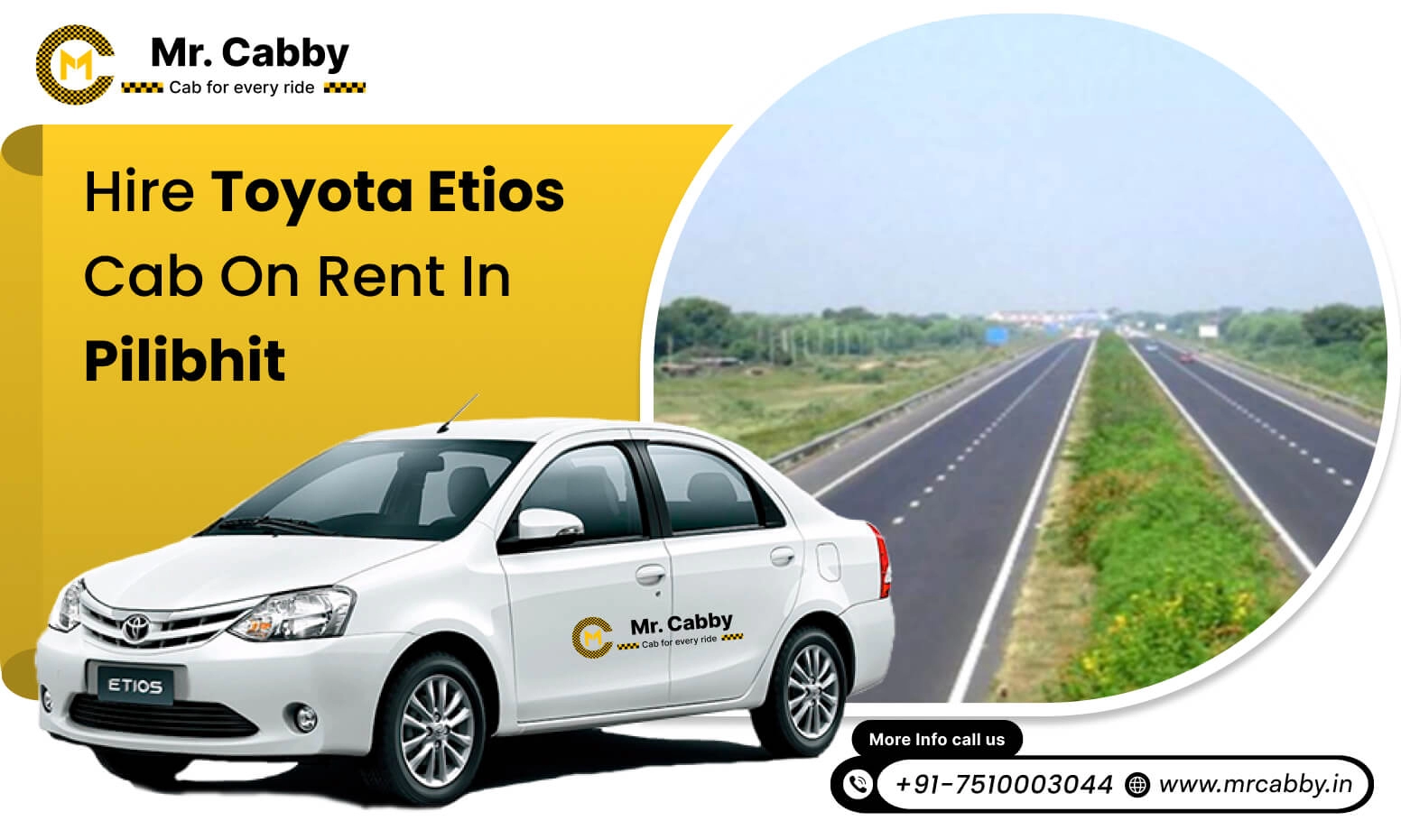 Toyota Etios cab on rent in Pilibhit