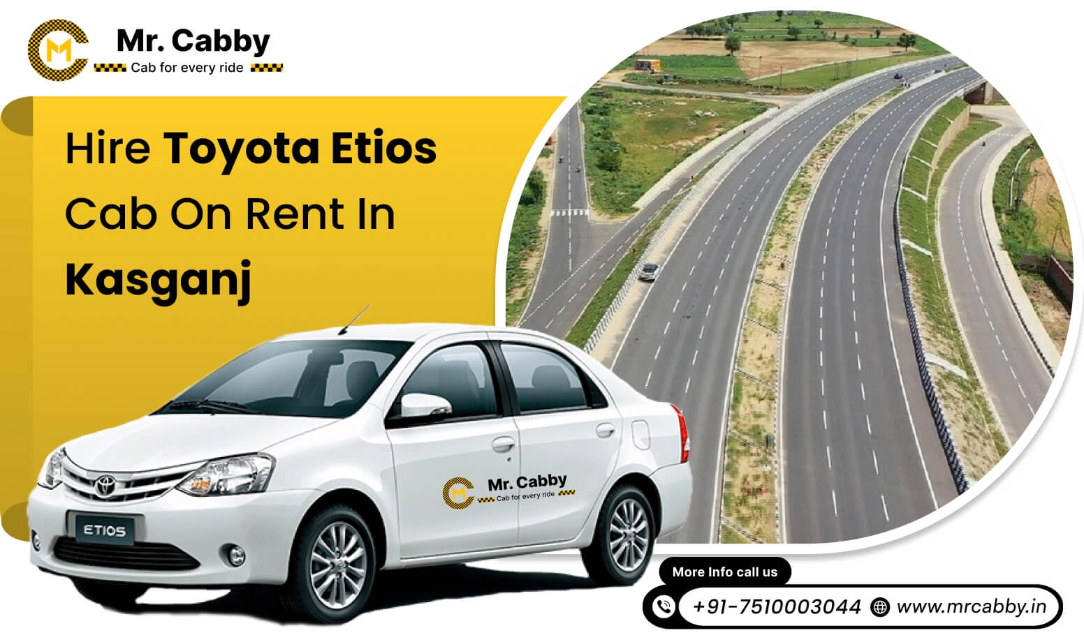 Toyota Etios cab on rent in Kasganj