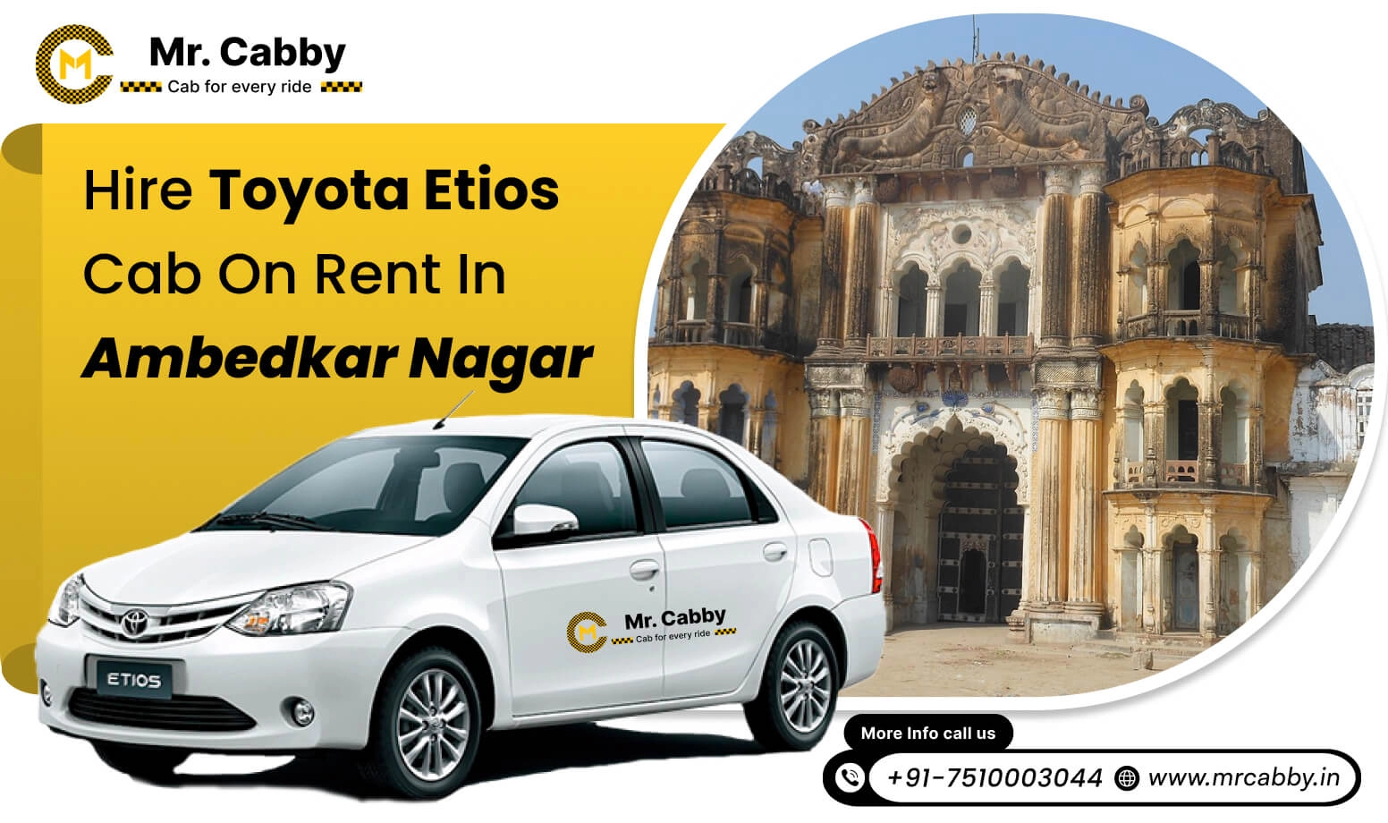 Toyota Etios cab on rent in Ambedkar Nagar