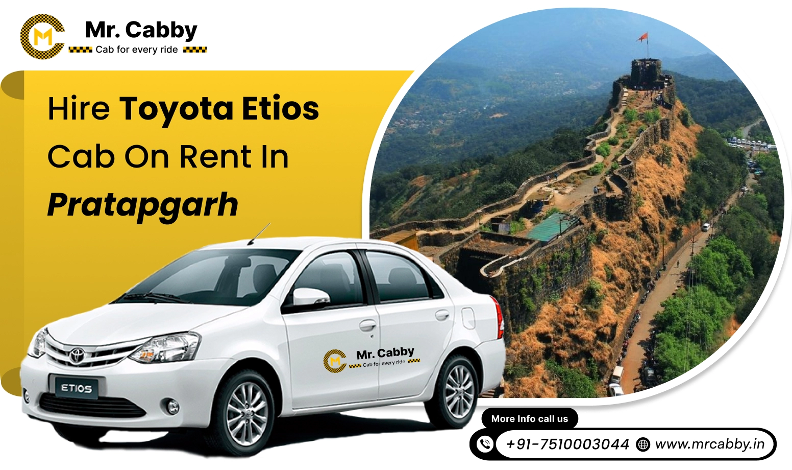 Toyota Etios cab on rent in Pratapgarh