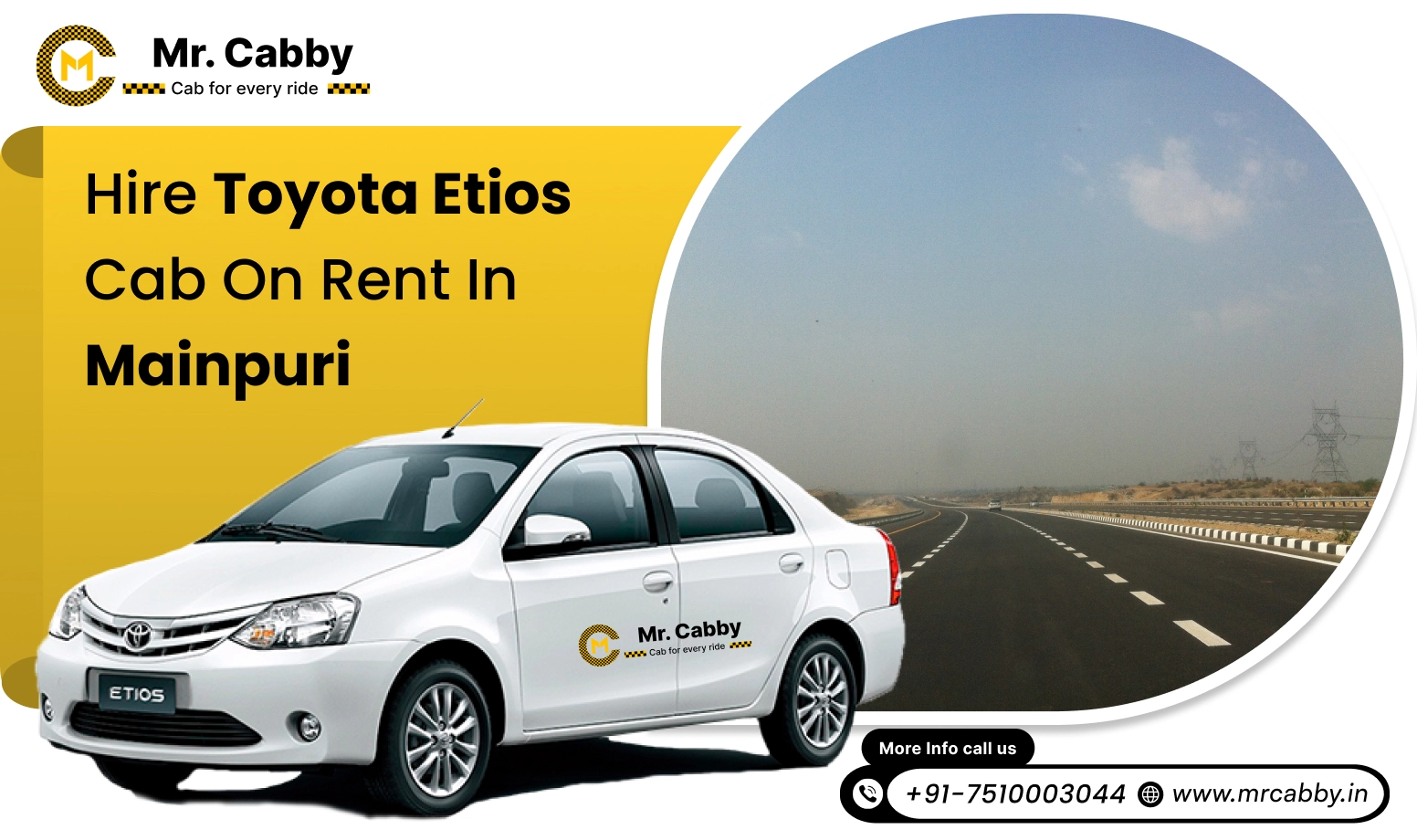 Toyota Etios cab on rent in Mainpuri