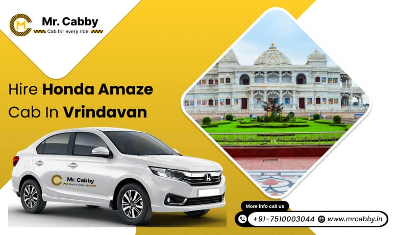 Hire Honda Amaze cab on rent in Vrindavan