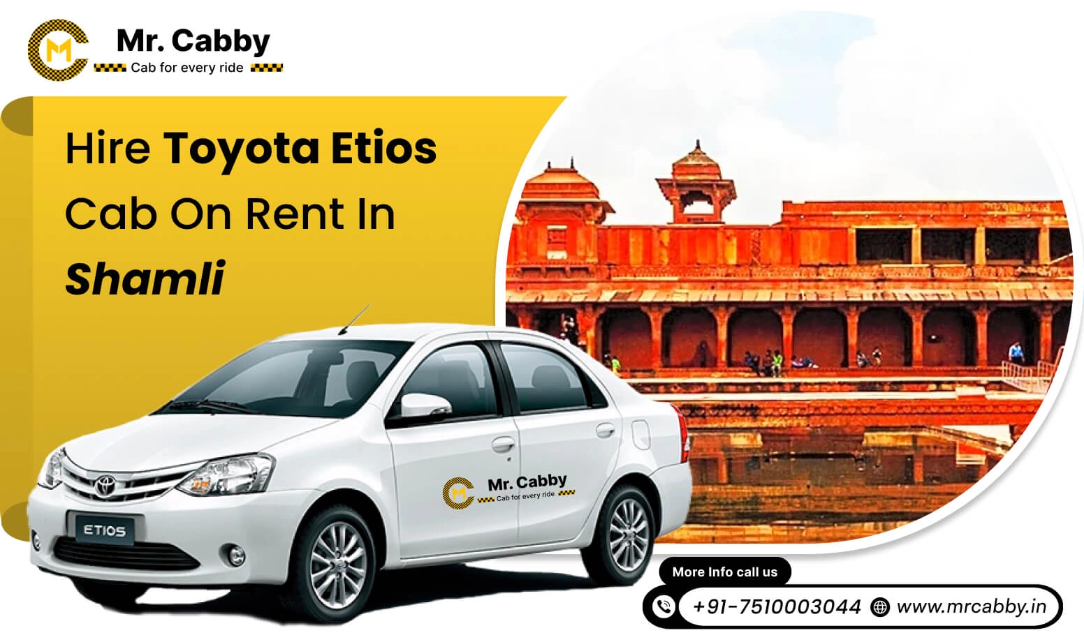 Toyota Etios cab on rent in Shamli