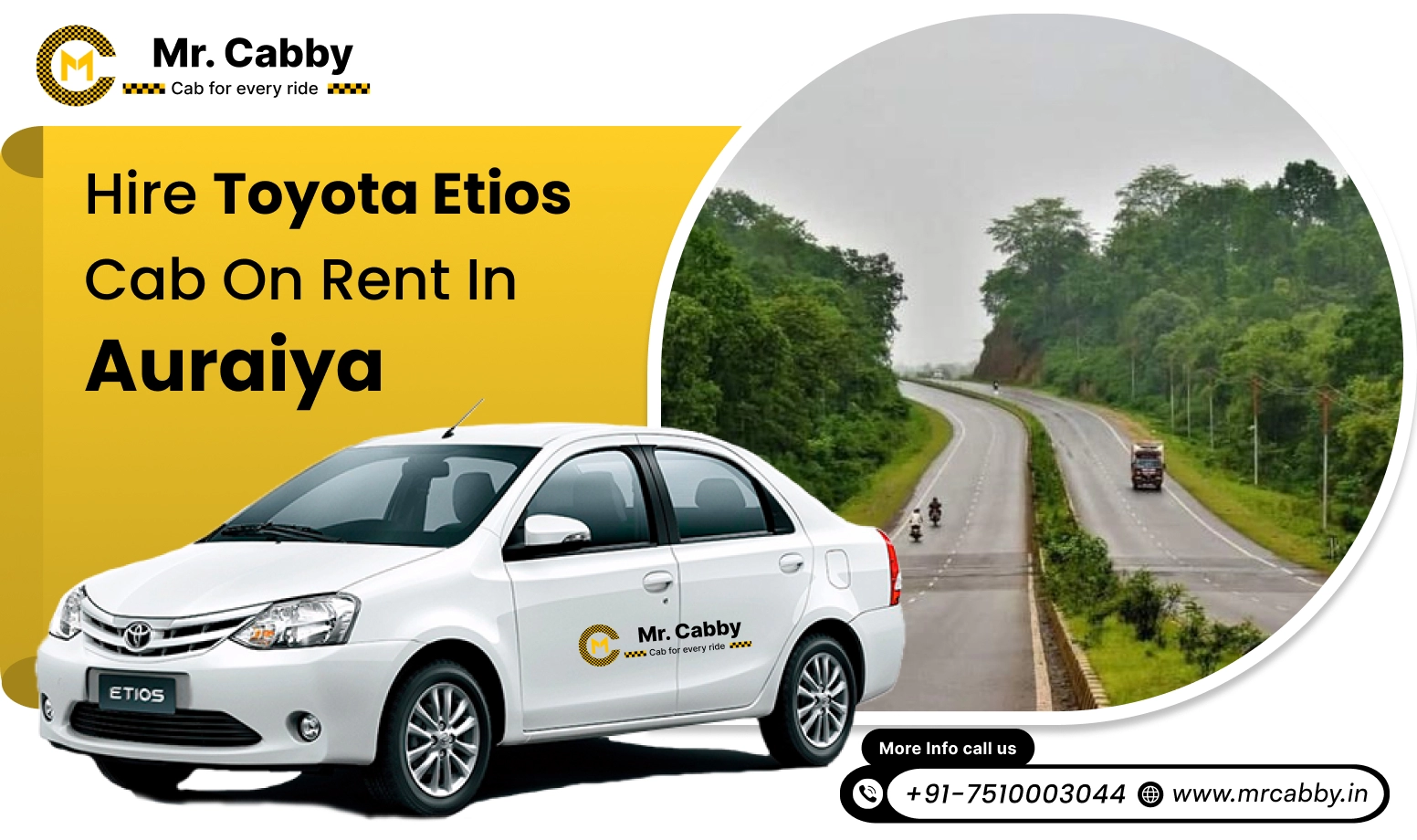 Toyota Etios cab on rent in Auraiya